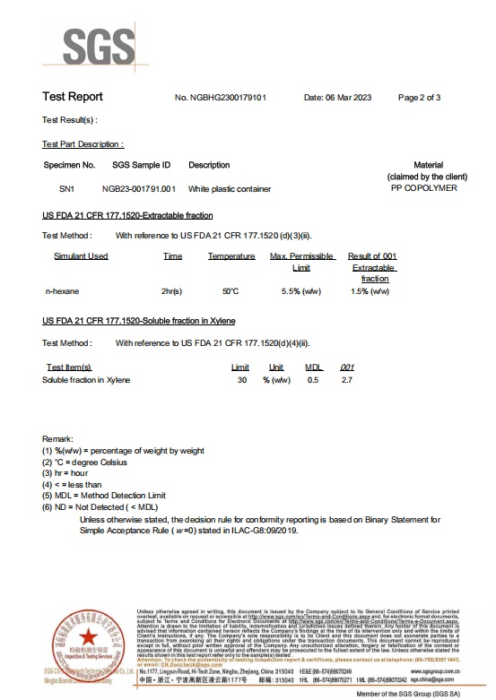 SGS国际检测报告